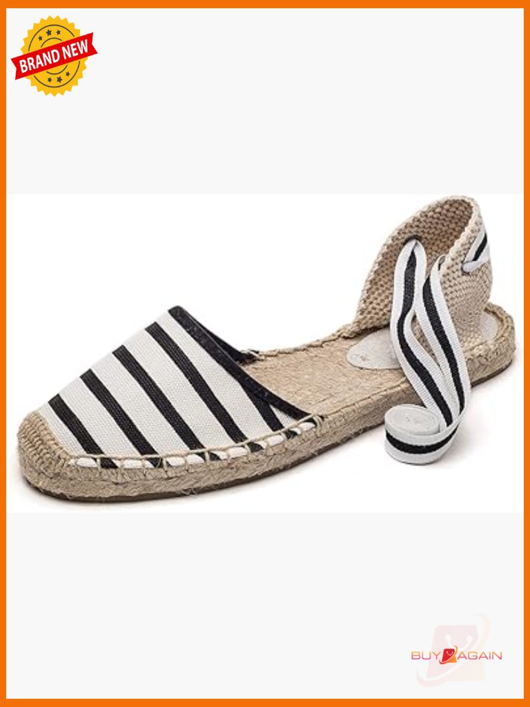Espadrille Flat Sandals With Ankle Wrap Lace Up